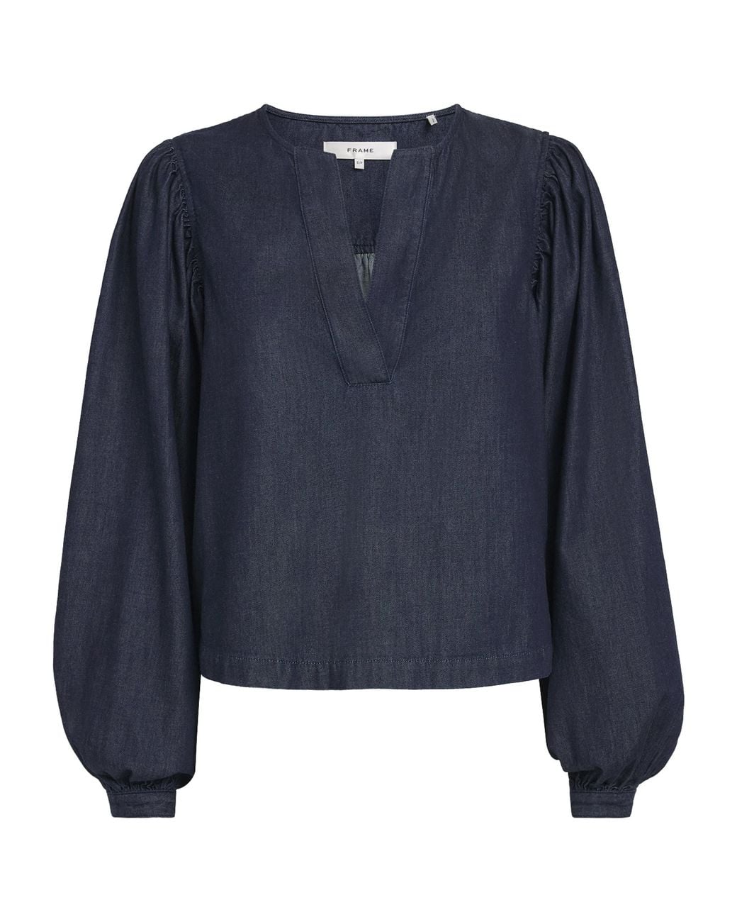FRAME Blue Denim The Off Duty Popover Blouse