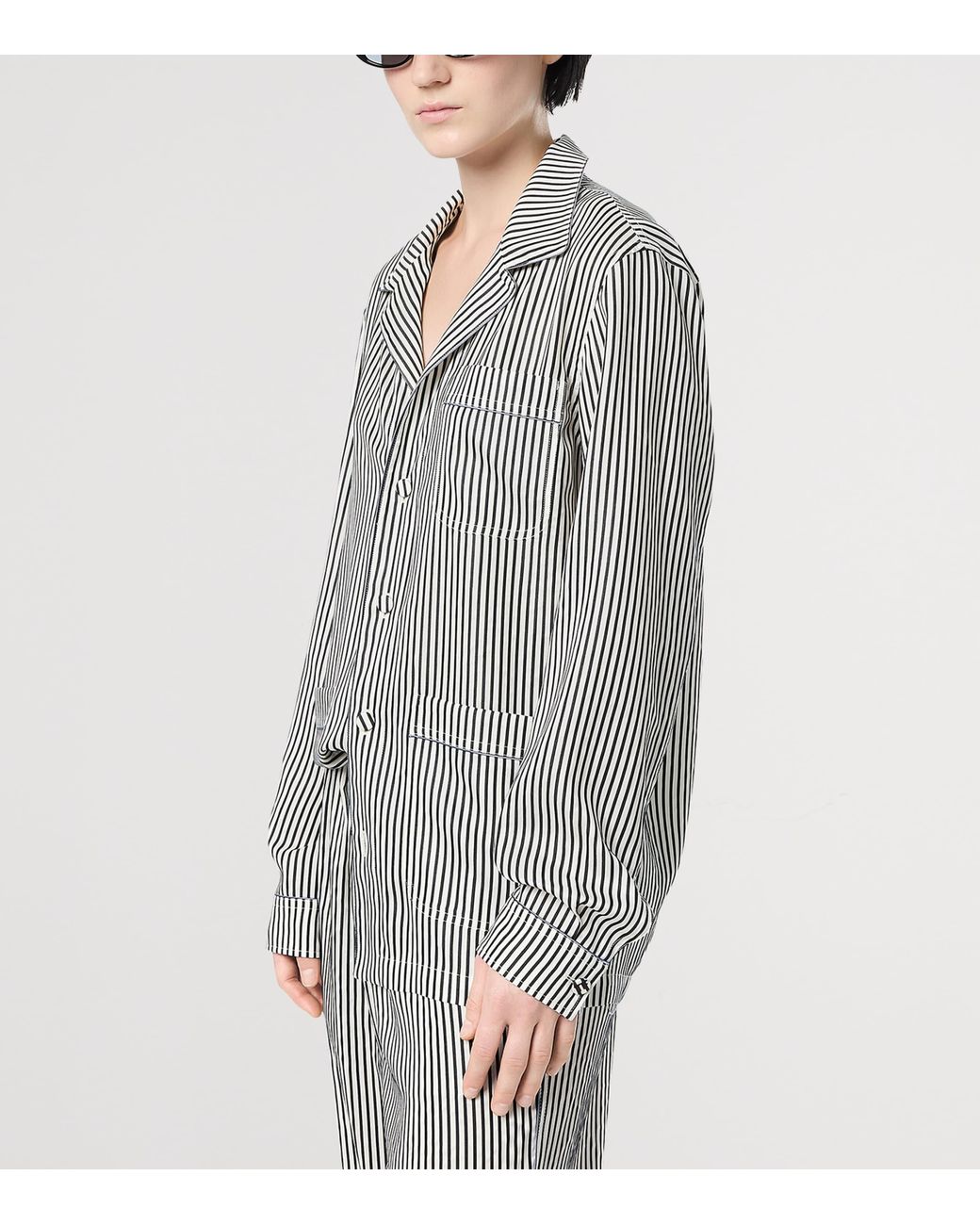 Tom Ford Gray Silk Striped Pyjama Shirt