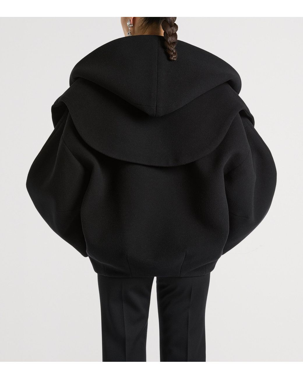 Balmain Black Virgin Wool Oversized Pea Coat