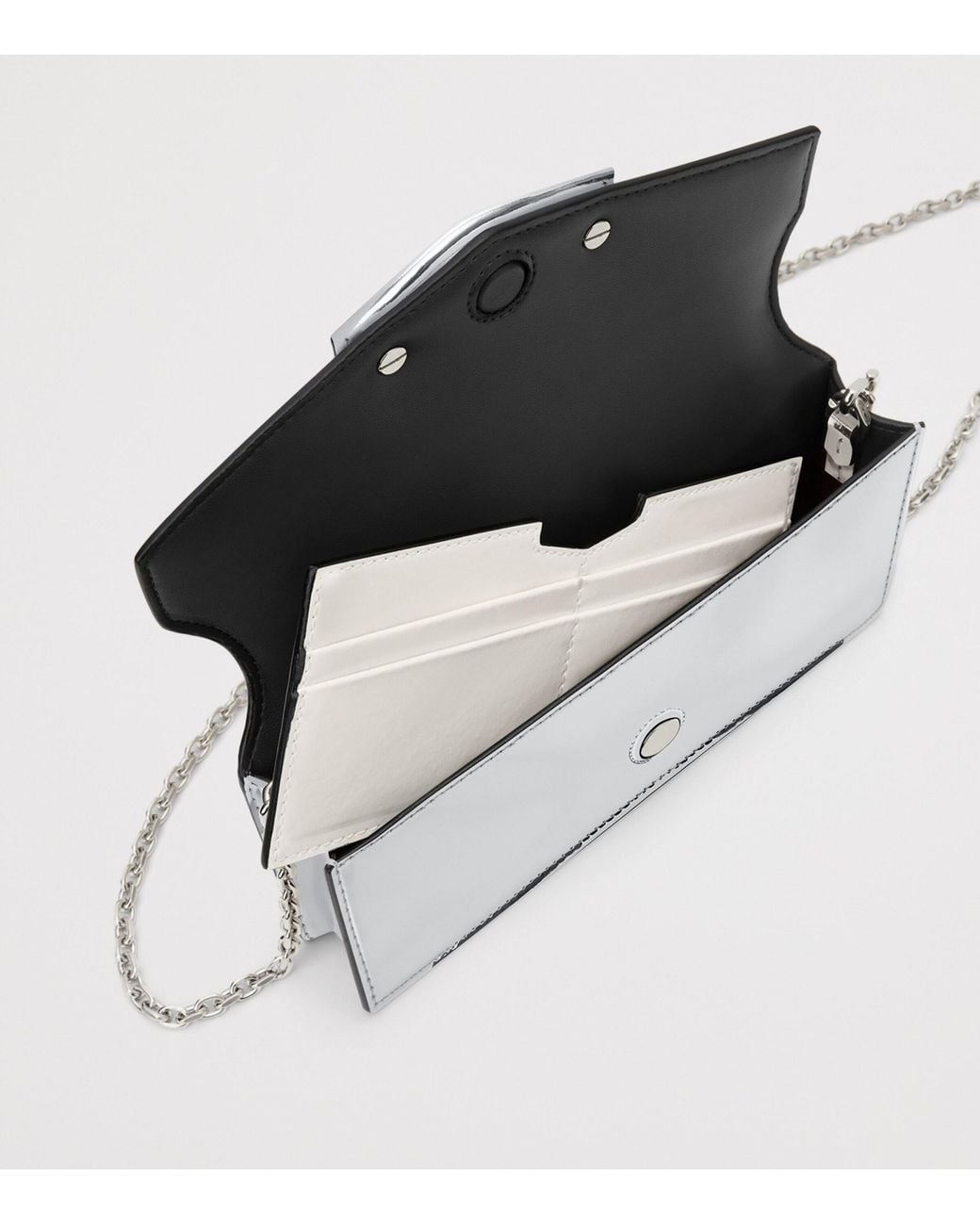 Givenchy White Mirrored Leather Antigona Chain Wallet