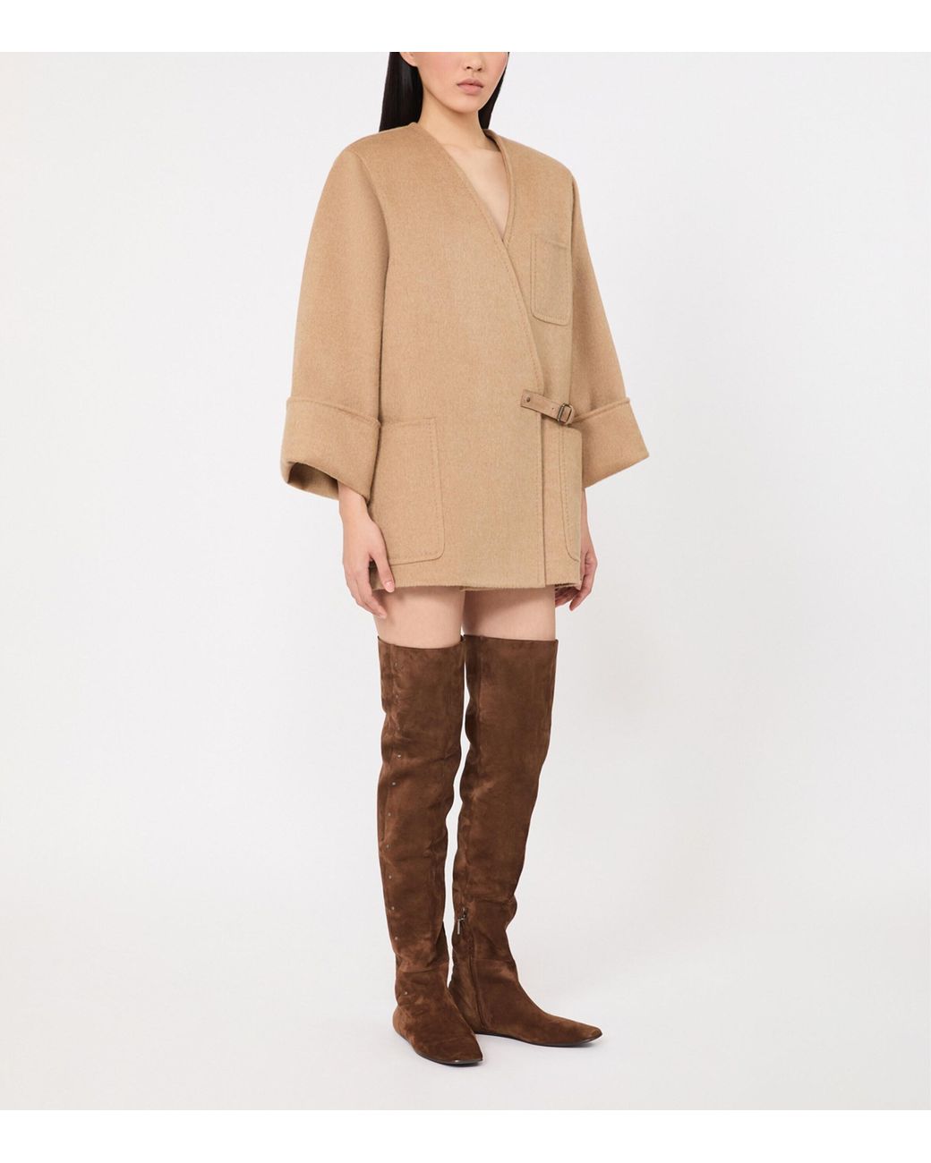 Max Mara Natural Camel-Wool Short Belted Coat