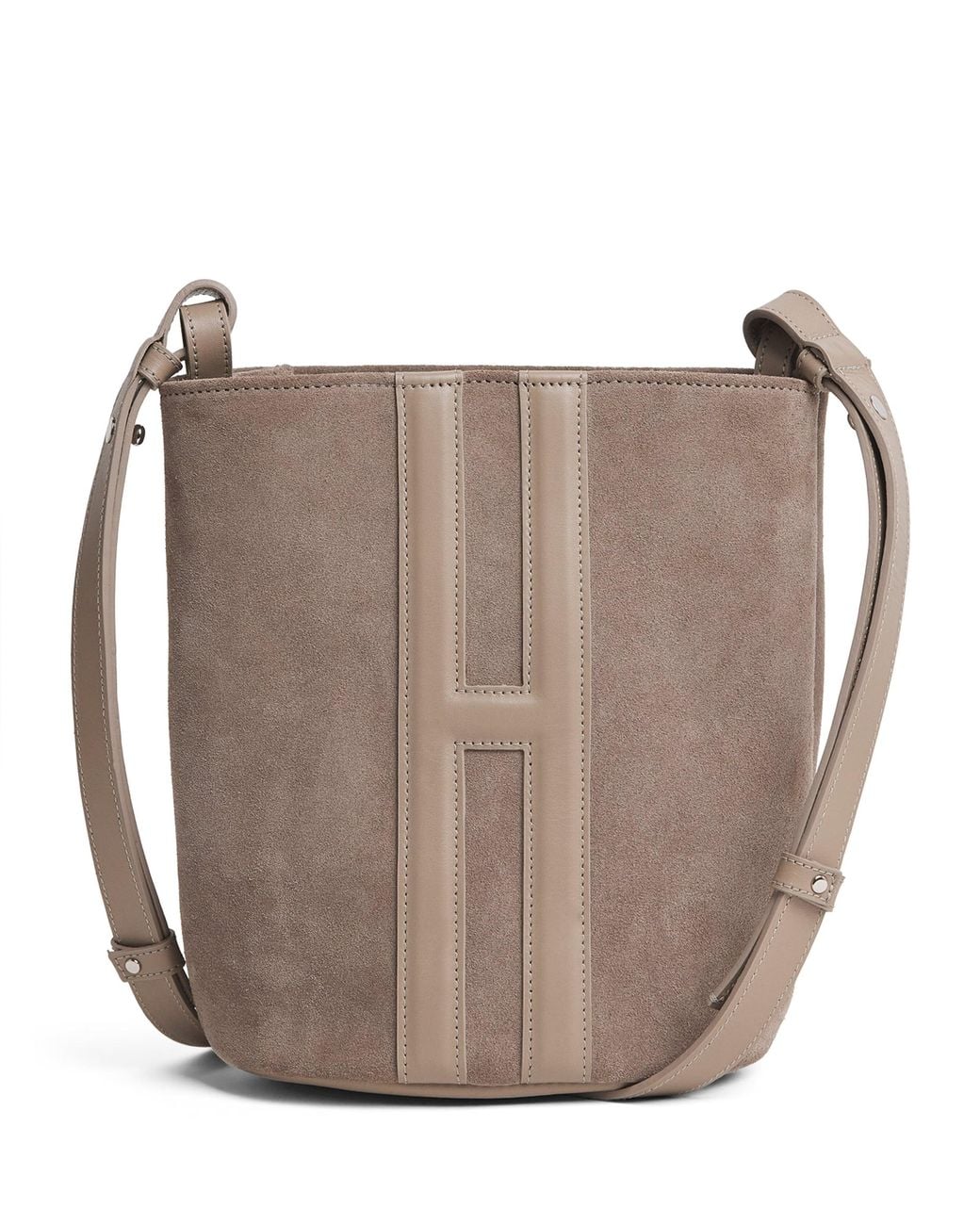 Harrods Brown X Tusting Medium Suede H Cross-Body Bag