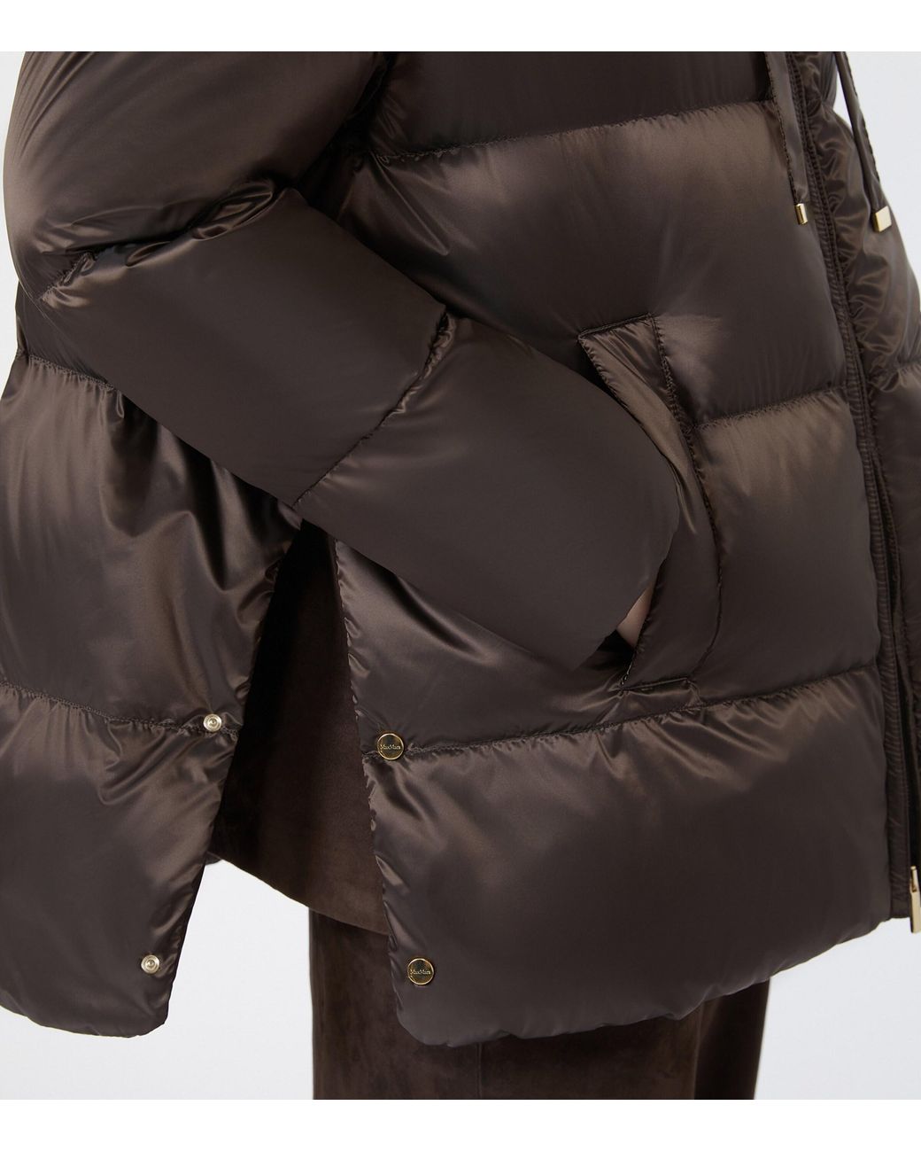 Max Mara Brown Hooded Puffer Jacket