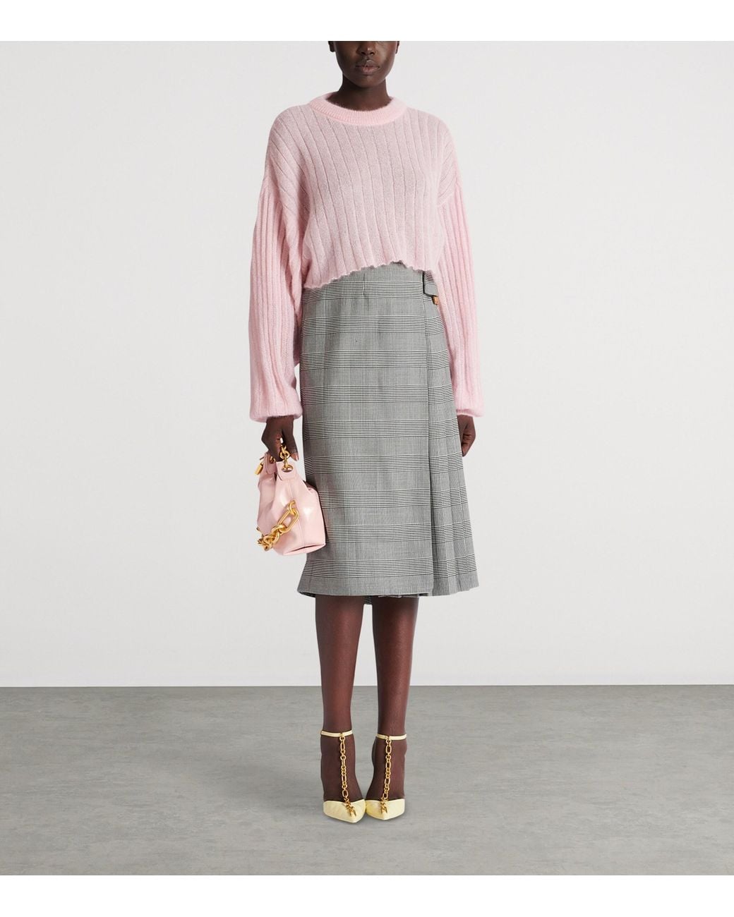 Balmain Pink Mohair-Silk Cropped Sweater