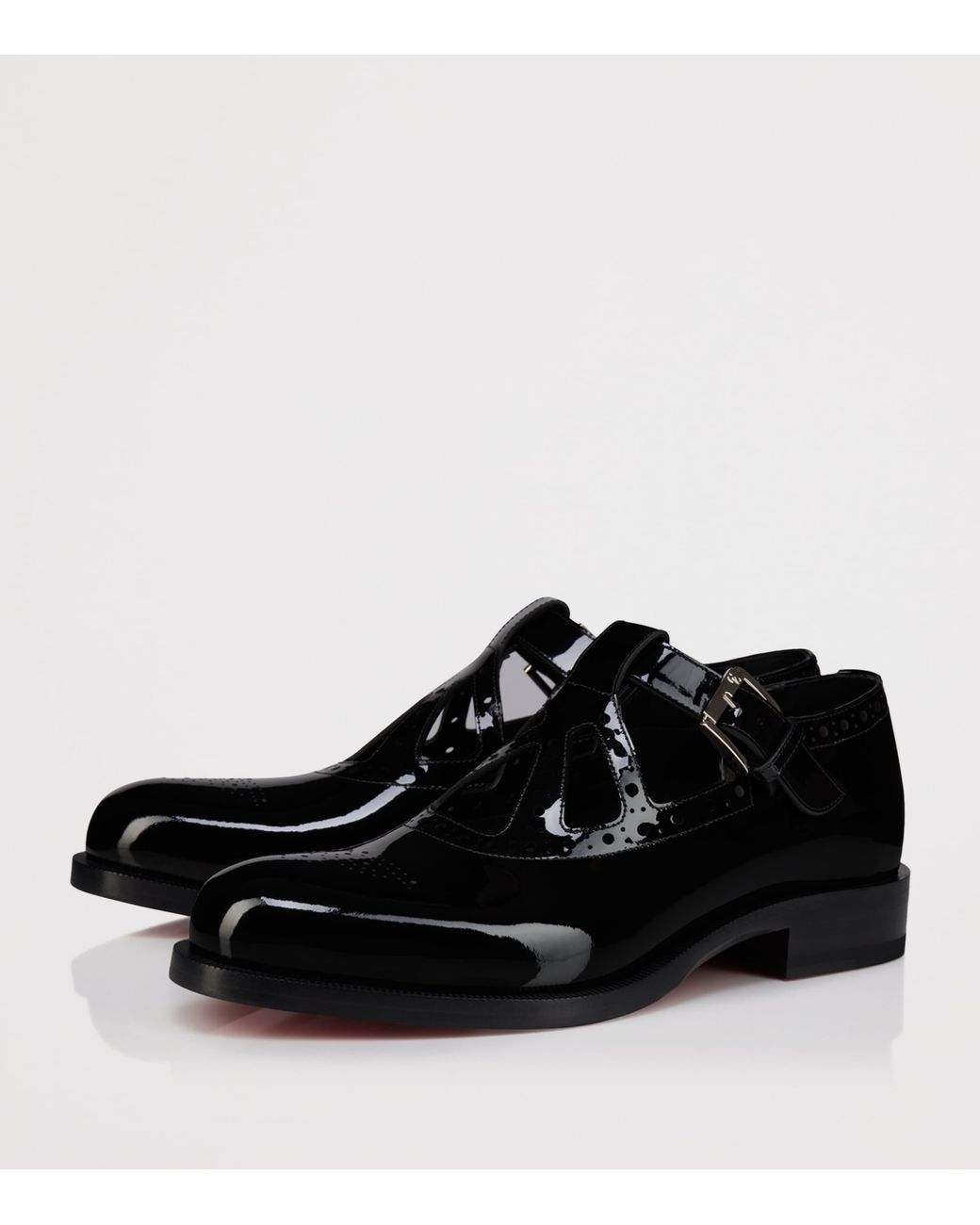 Christian Louboutin Black Marc Poppin Patent Mary Jane Loafers for men