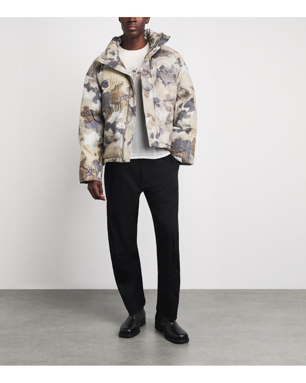 Represent Gray Down Camo Riot Puffer Jacket for men