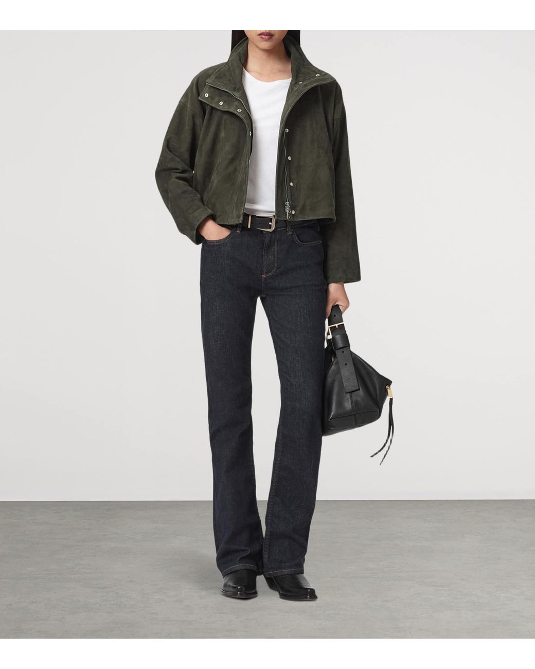 AllSaints Green Suede Ryder Jacket