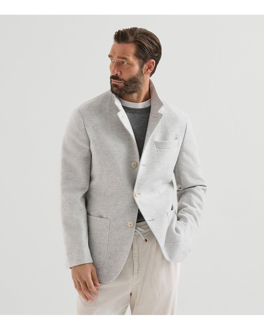 Brunello Cucinelli Gray Water-Resistant Cashmere Blazer for men