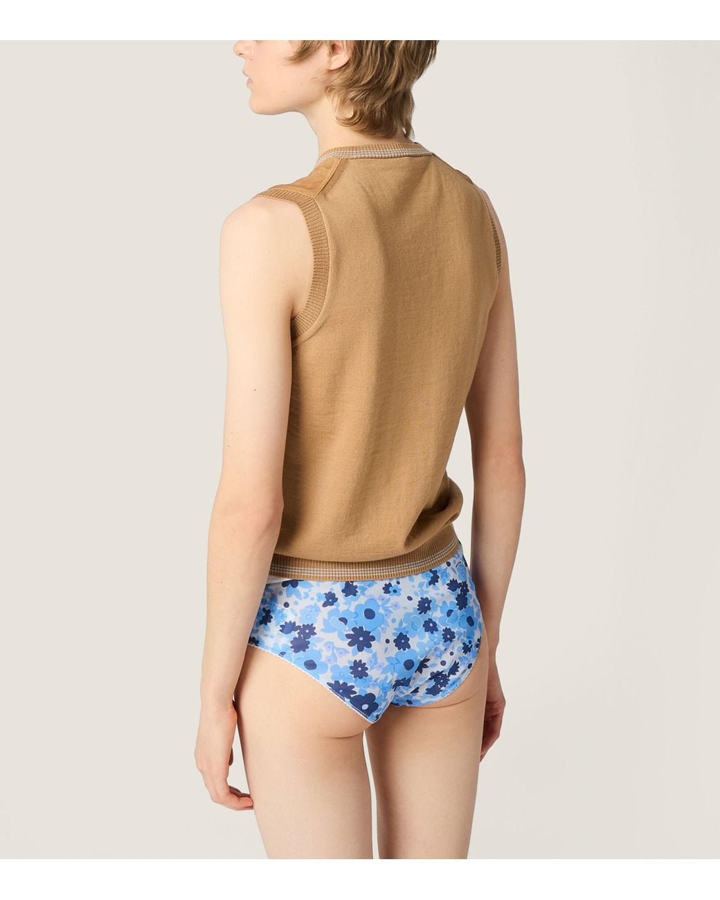 Miu Miu Natural Wool-Suede Sweater Vest