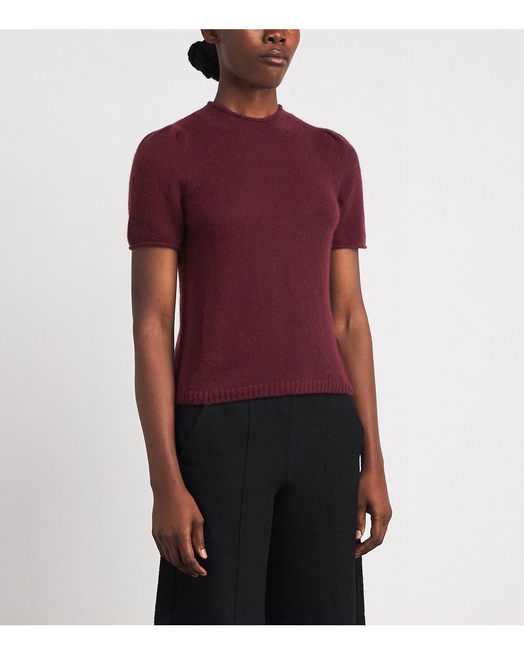 ME+EM Red Merino-Cashmere-Silk Knit T-Shirt