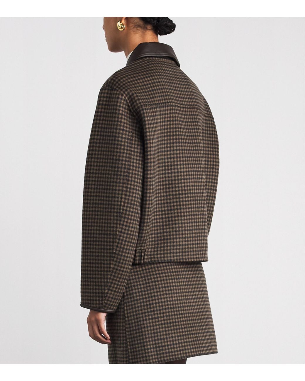 Claudie Pierlot Brown Wool-Blend Check Blouson Jacket