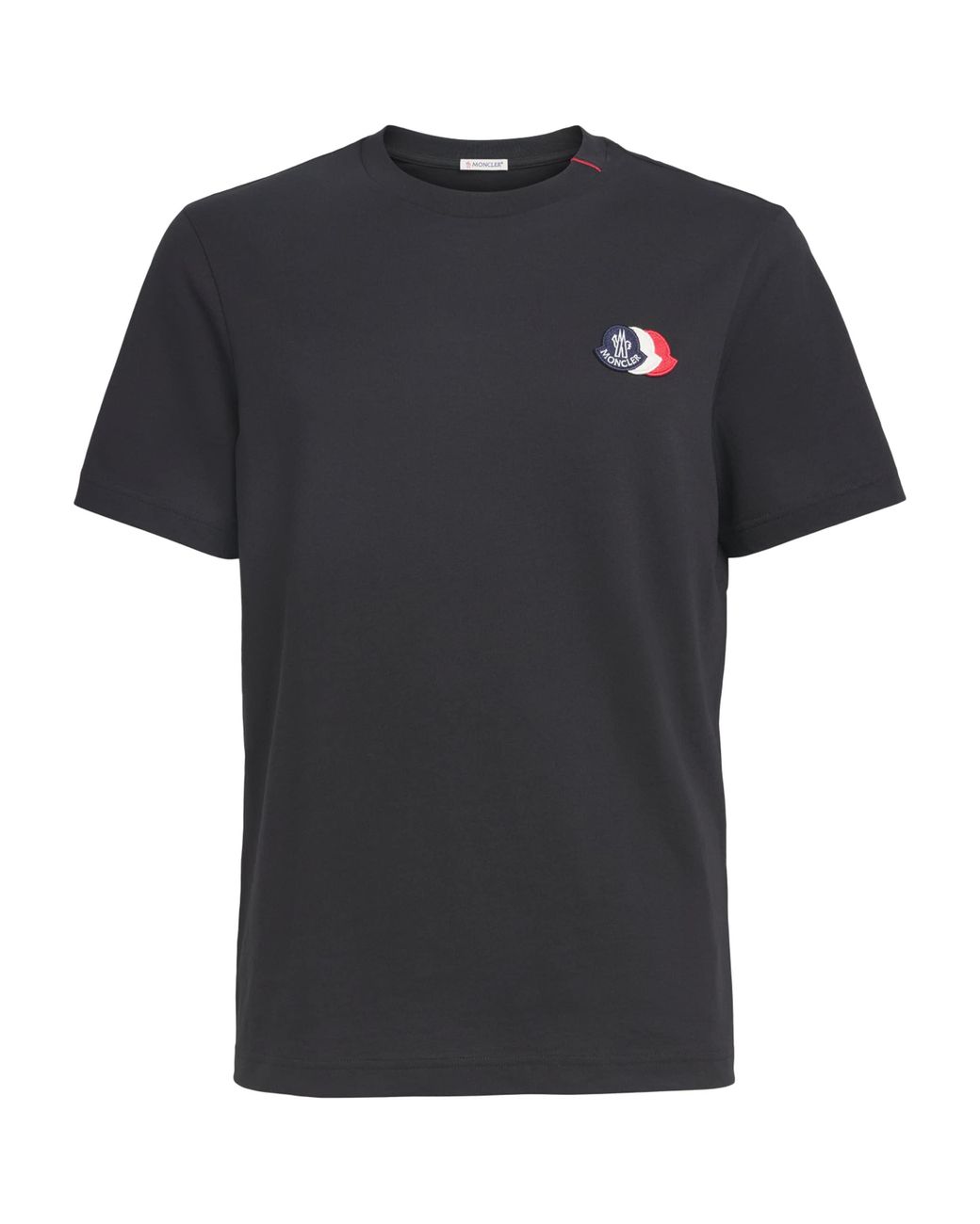 Moncler Black Cotton Logo Patch T-Shirt for men