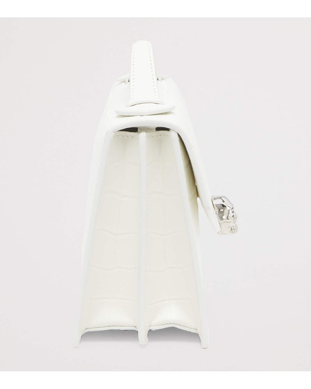 McQueen White Croc-Embossed Skull Top-Handle Bag
