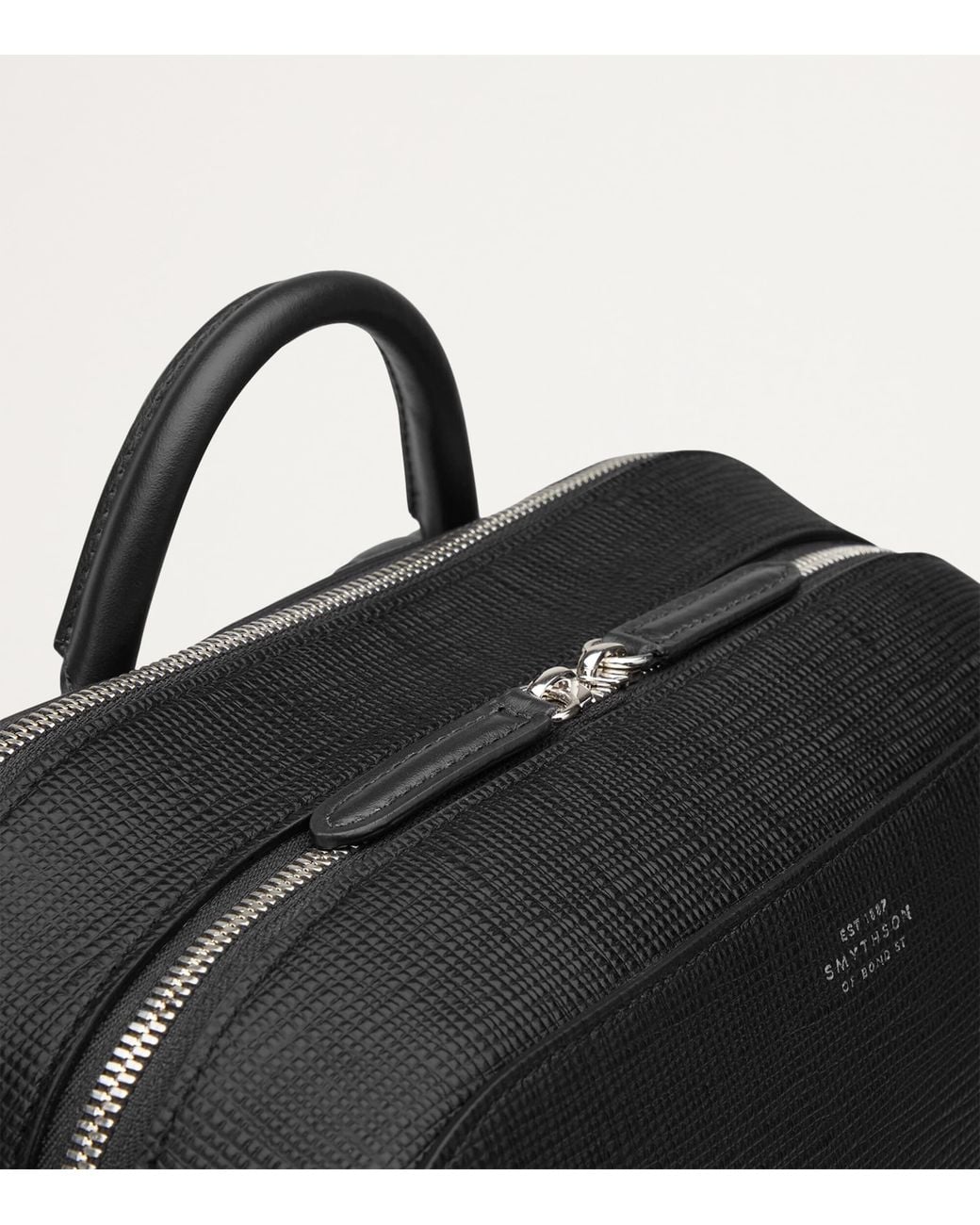 Smythson Black Leather Panama Backpack for men