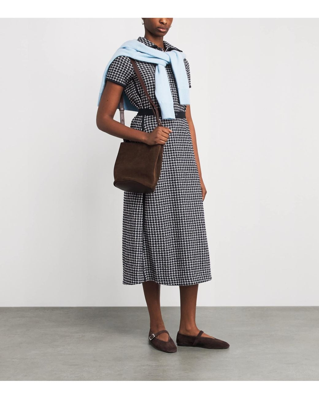 ME+EM Gray Jacquard Midi Shirt Dress