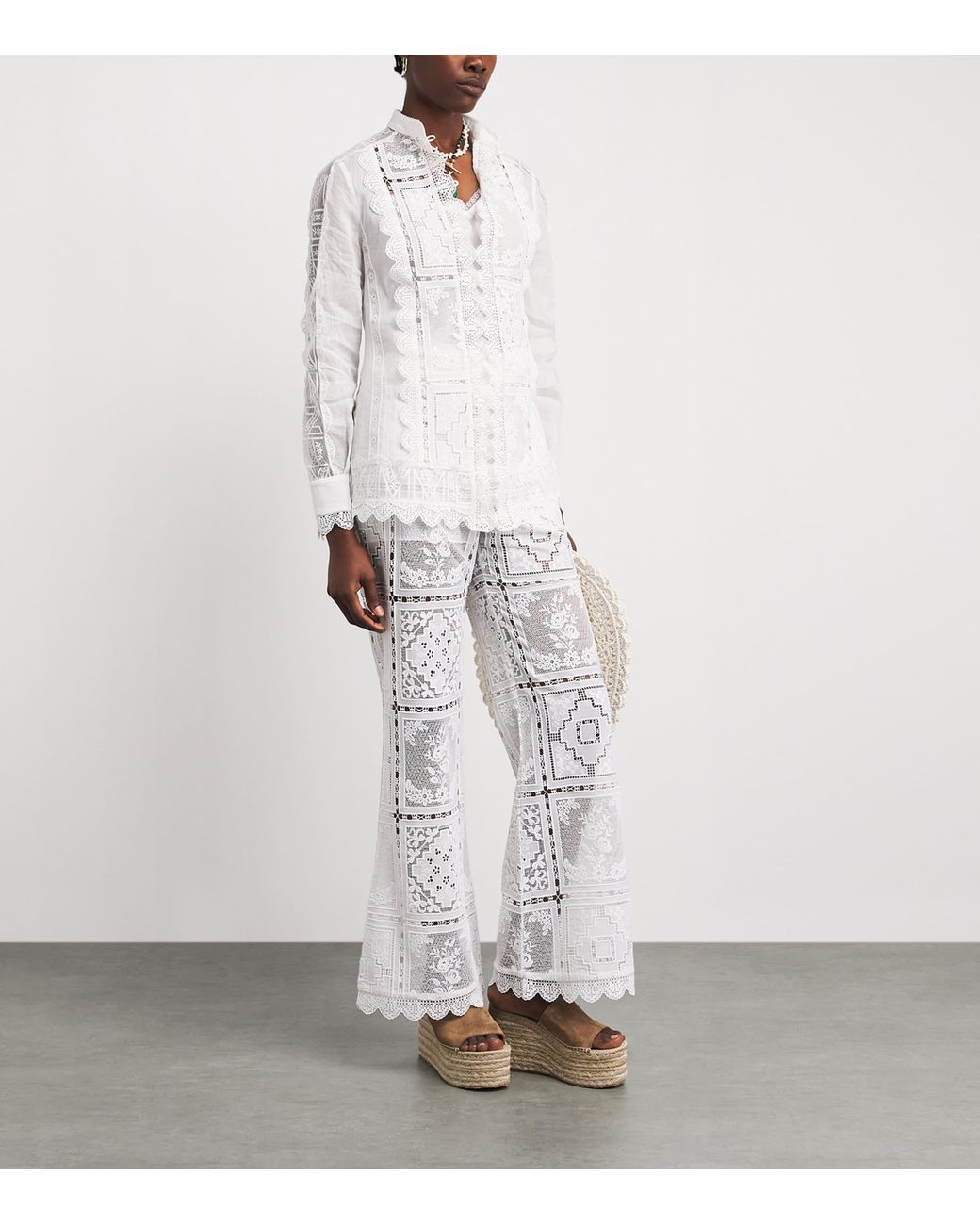 Zimmermann White Ramie Lace Aster Blouse