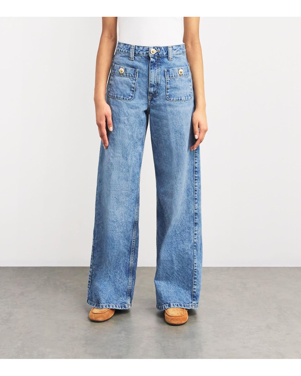 Sandro Blue High-Waist Wide-Leg Jeans
