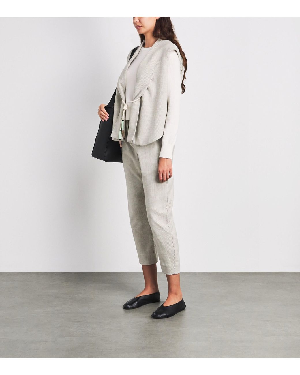 Studio Namnyak Gray Cotton Bora Stripe Trousers