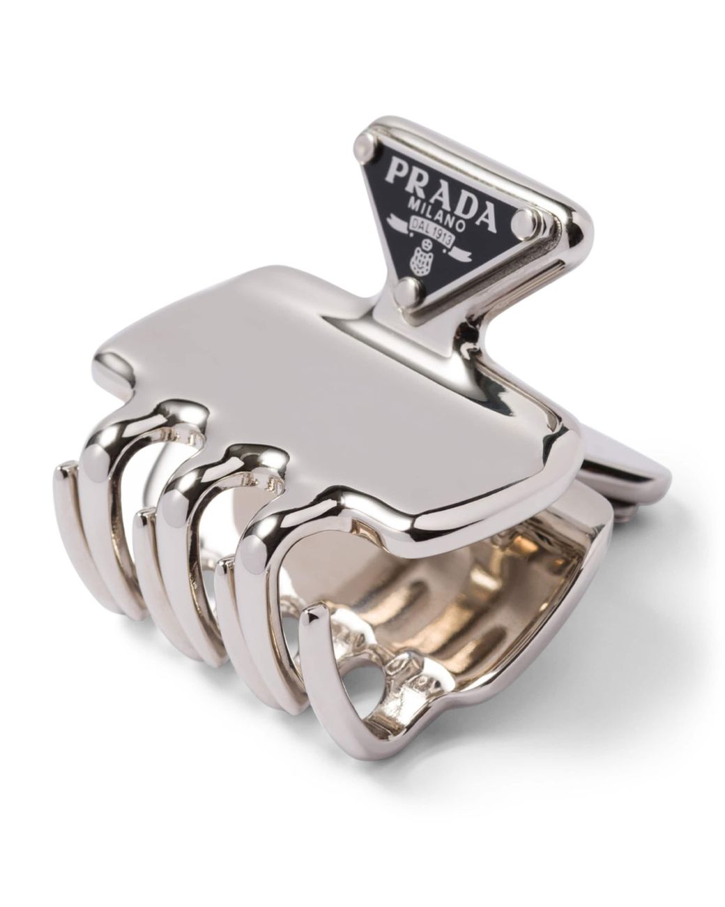 Prada Metallic Triangle Logo Hair Clip