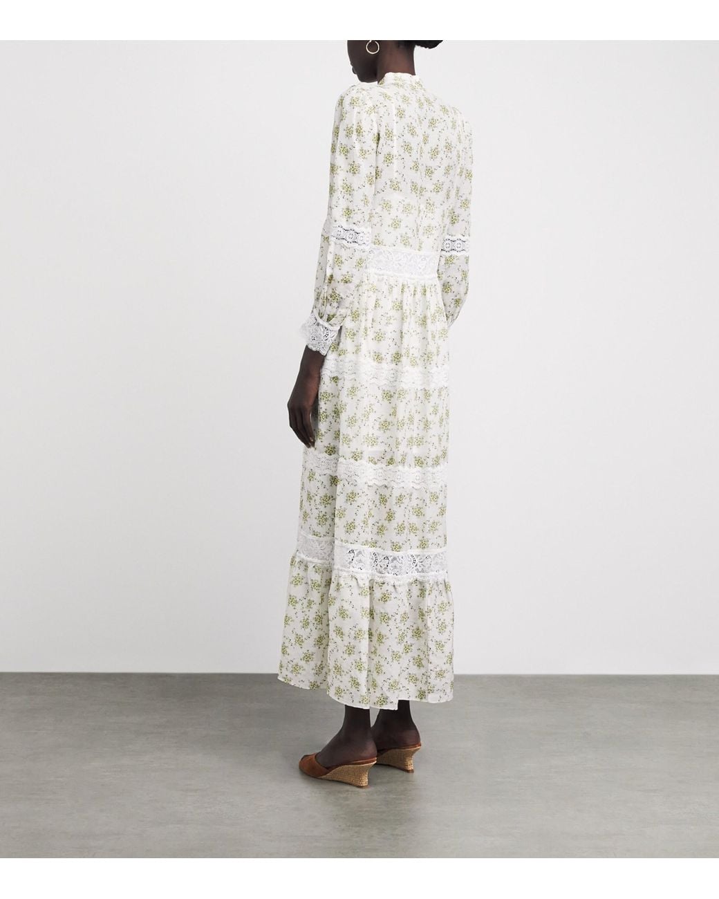 Sandro White Lace Floral Midi Dress