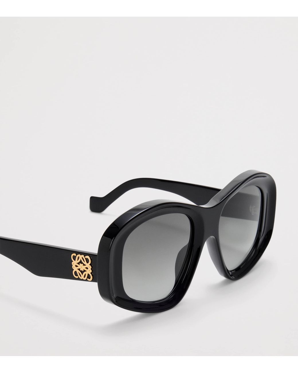 Loewe Black Acetate Pentagon Bevelled Sunglasses
