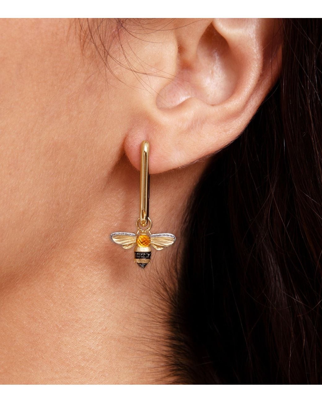 Annoushka Metallic Diamond And Citrine Mythology Bee Earring Drops