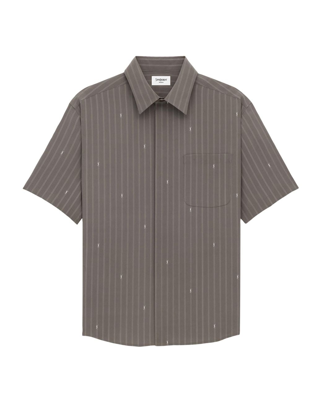 Saint Laurent Gray Striped Silk Crepe De Chine Shirt for men