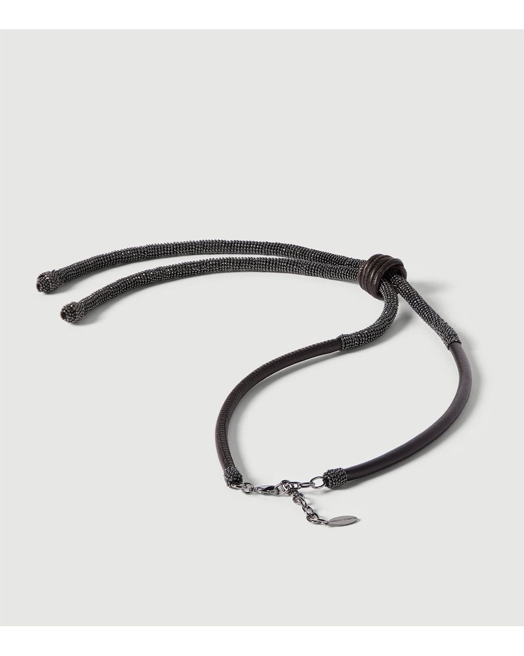 Brunello Cucinelli White Leather Bolo Tie