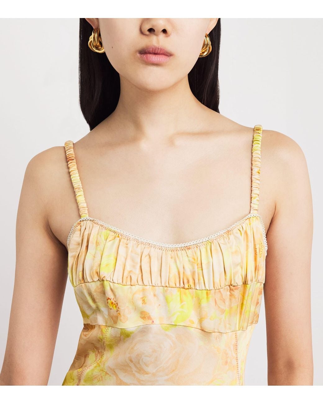 Sandro Metallic Satin Floral Maxi Dress