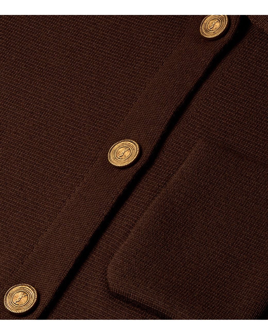 Saint Laurent Brown Virgin Wool Collar Cardigan