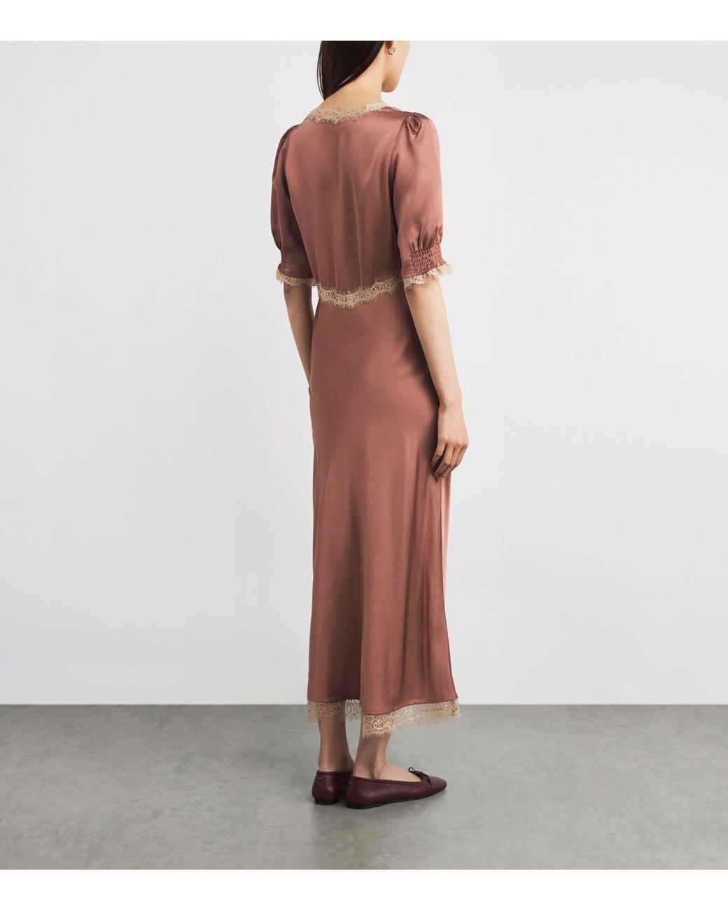knee length dresses for ladies Annina Satin Midi Dress in Brown Mocha