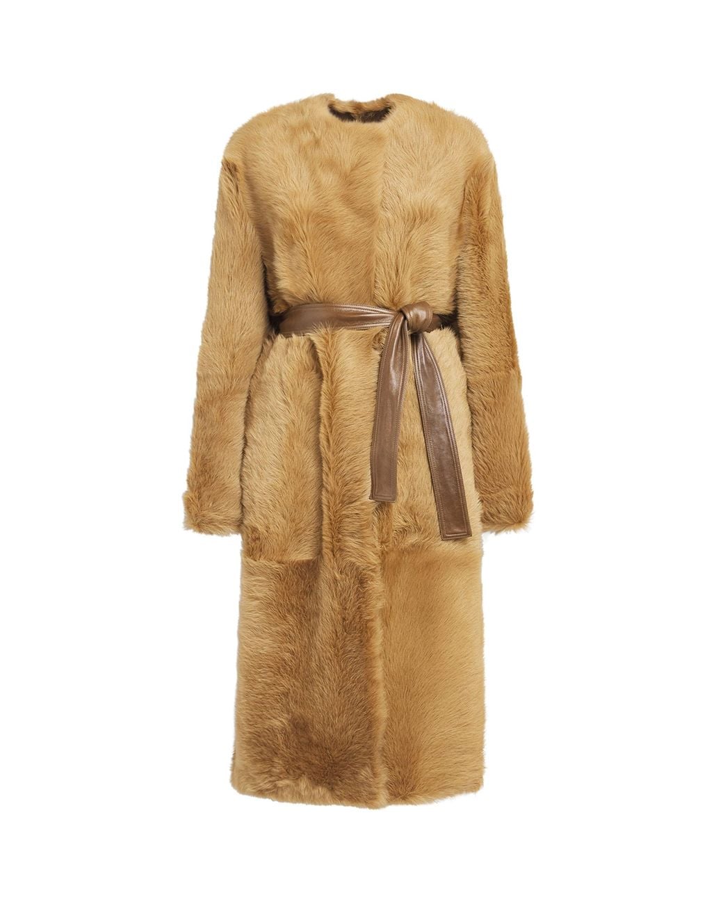 FFORME Natural Reversible Camel Shearling-Leather Coat
