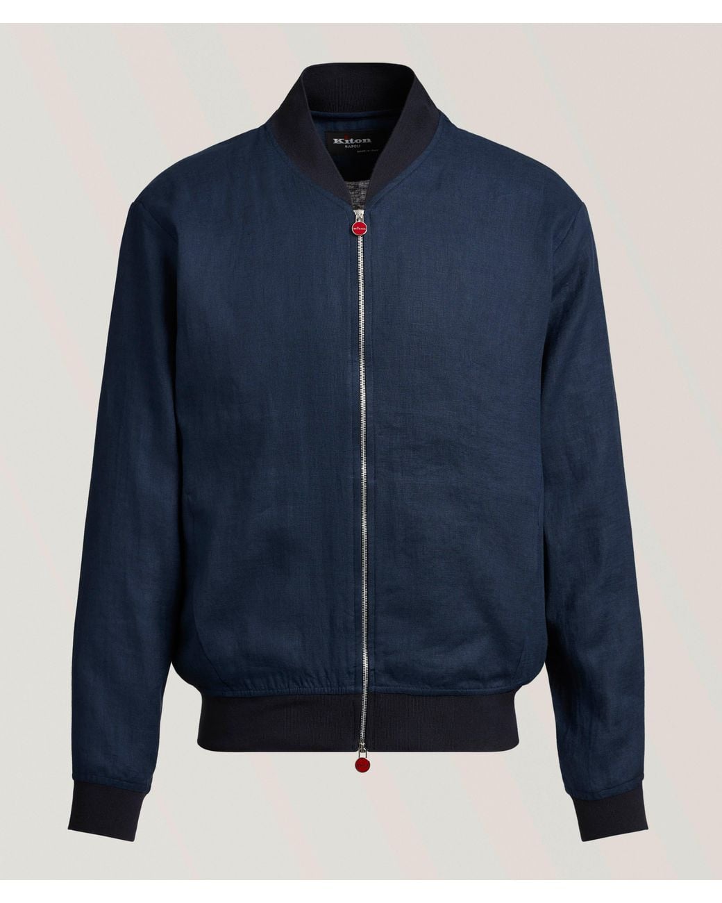 Kiton Blue Linen Bomber for men