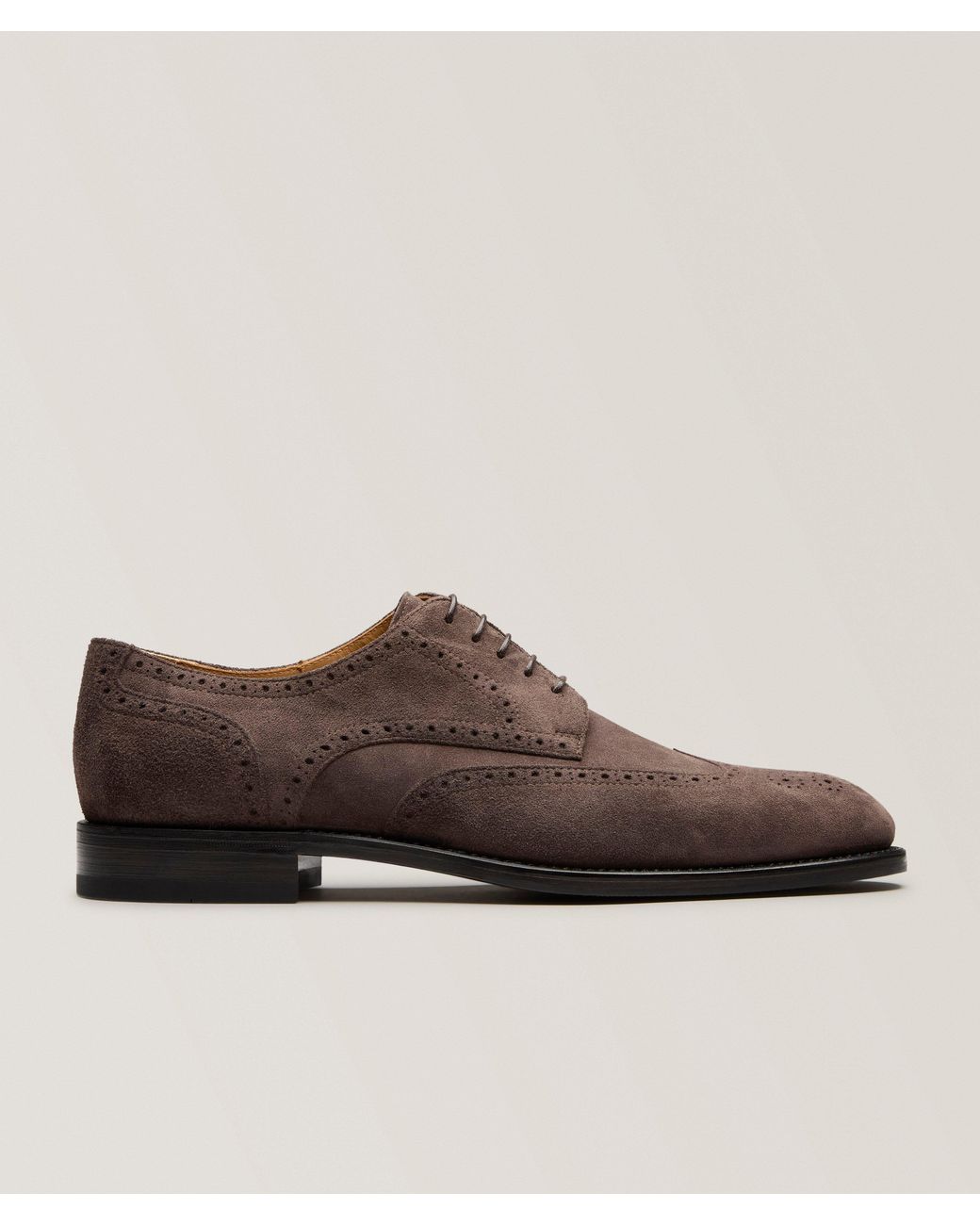Kiton Brown Suede Wingtip Brogue Derbies for men