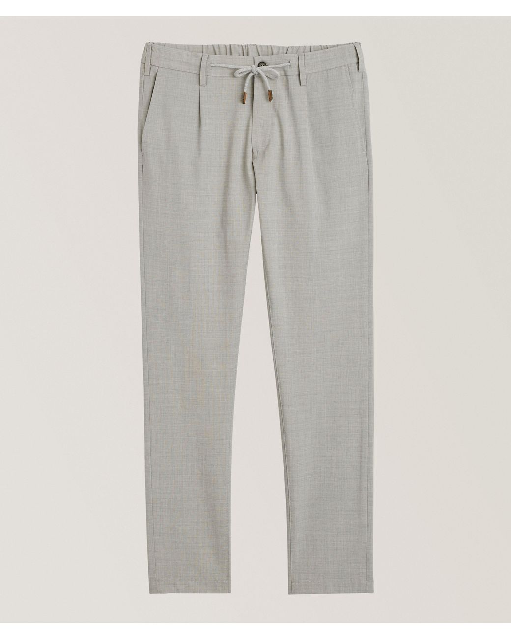 Eleventy Gray Stretch-Wool Tailored Drawstring Pants for men