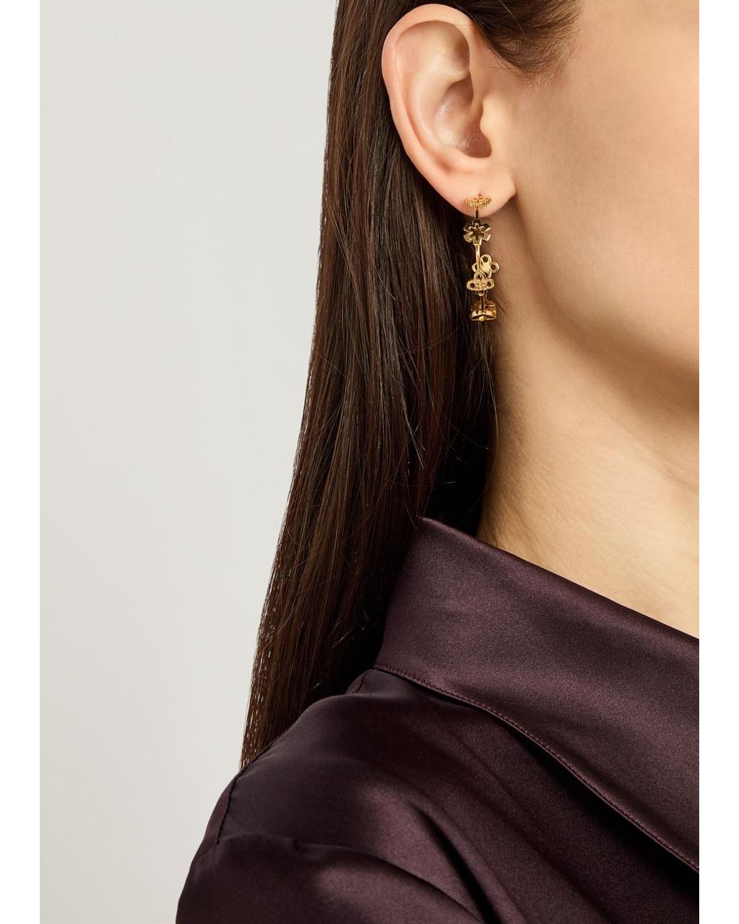 Tory Burch Metallic Forget Me Not Hoop Earrings