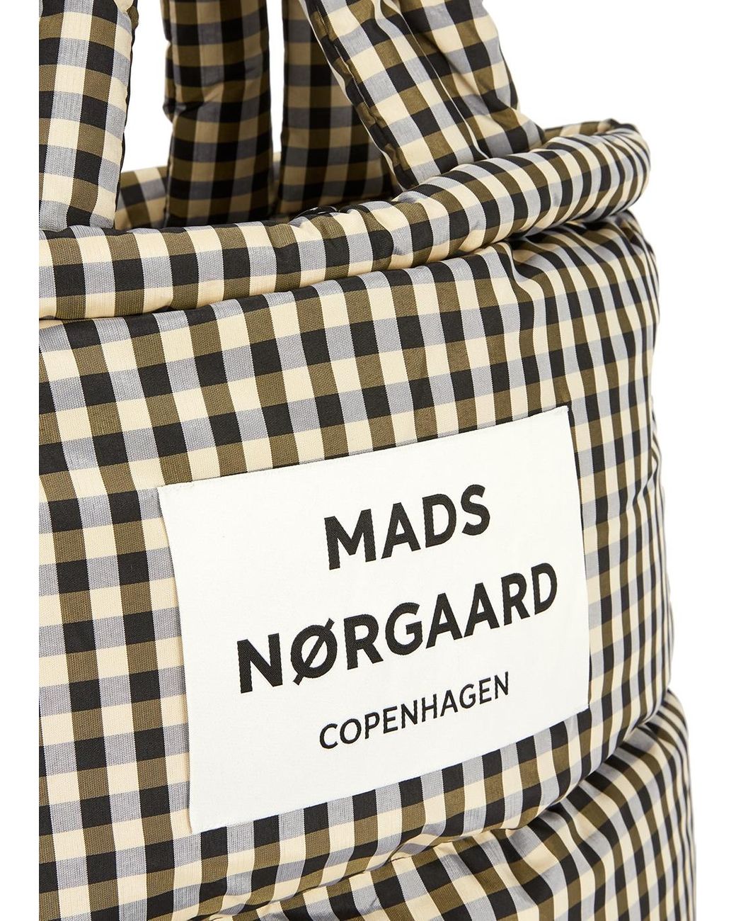 Mads Nørgaard Pillow Checked Shell Tote in Natural | Lyst