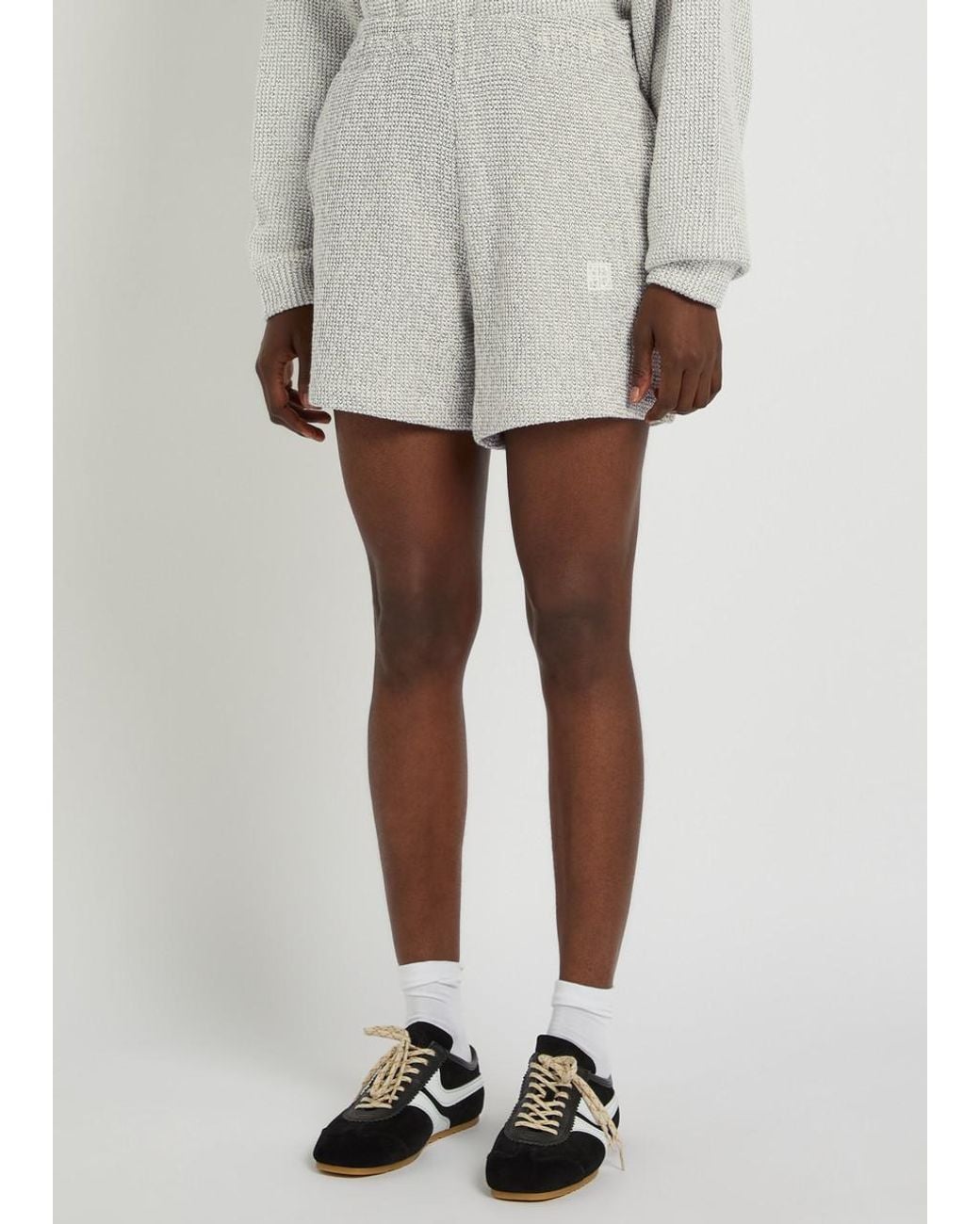 Anine Bing Gray Kam Marled Cotton-Blend Shorts