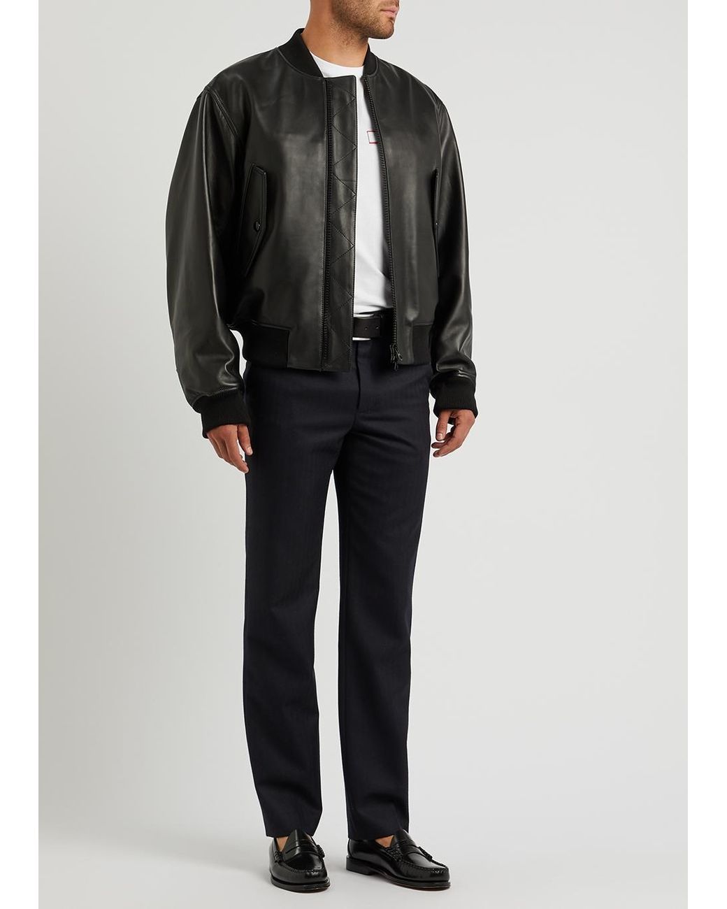 Dries Van Noten Lanvers Leather Bomber Jacket in Black for Dries Van Noten Lanvers Leather Bomber Jacket in Black for