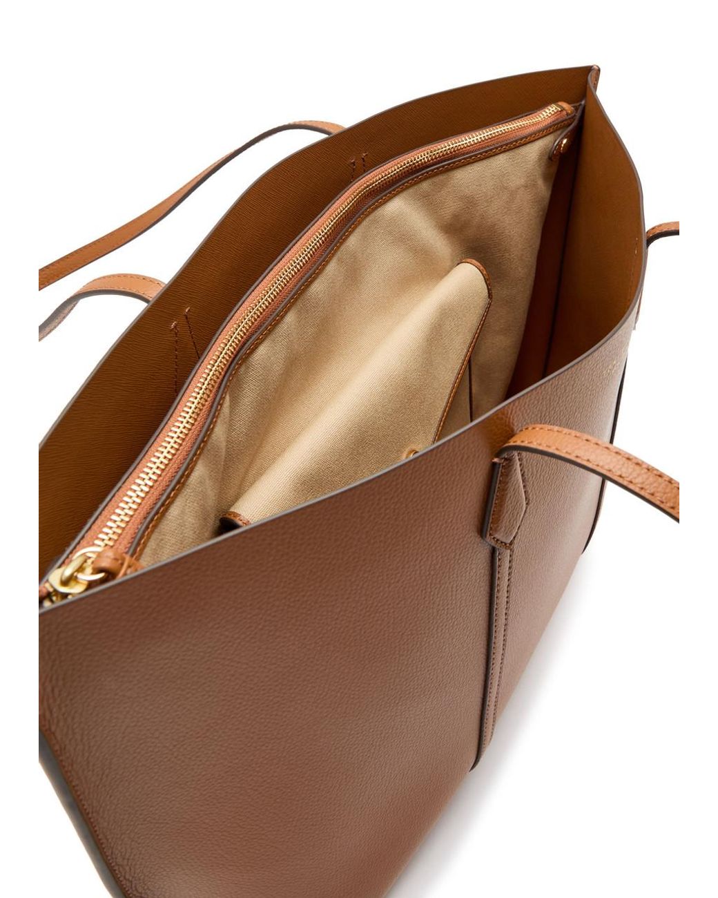 Tory Burch Brown Perry Grained Leather Tote Bag