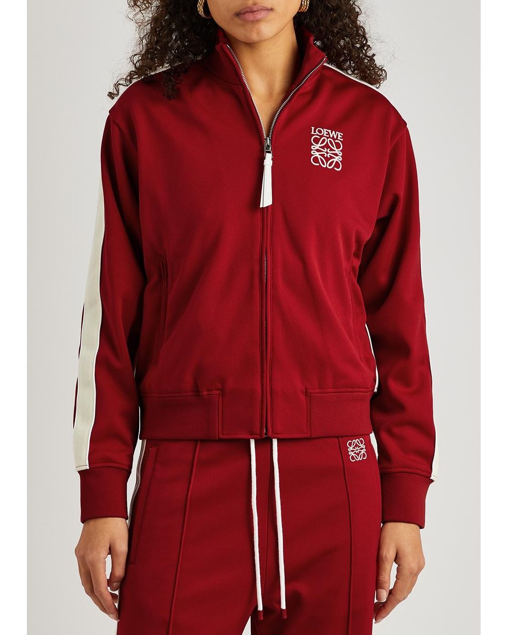 Loewe Logo-embroide Jersey Track Jacket in Red | Lyst