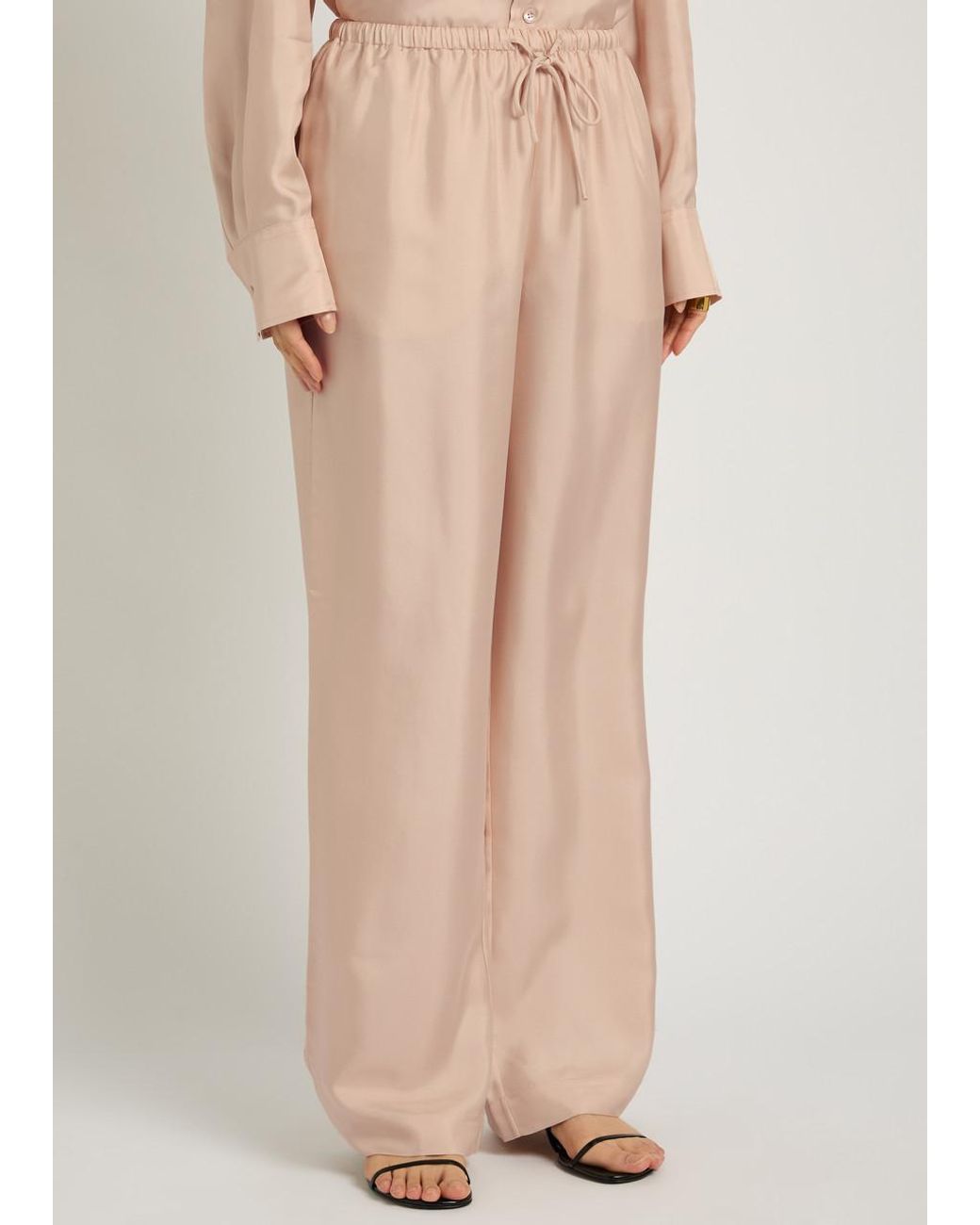 Rohe Natural Drawstring Straight-Leg Silk Trousers