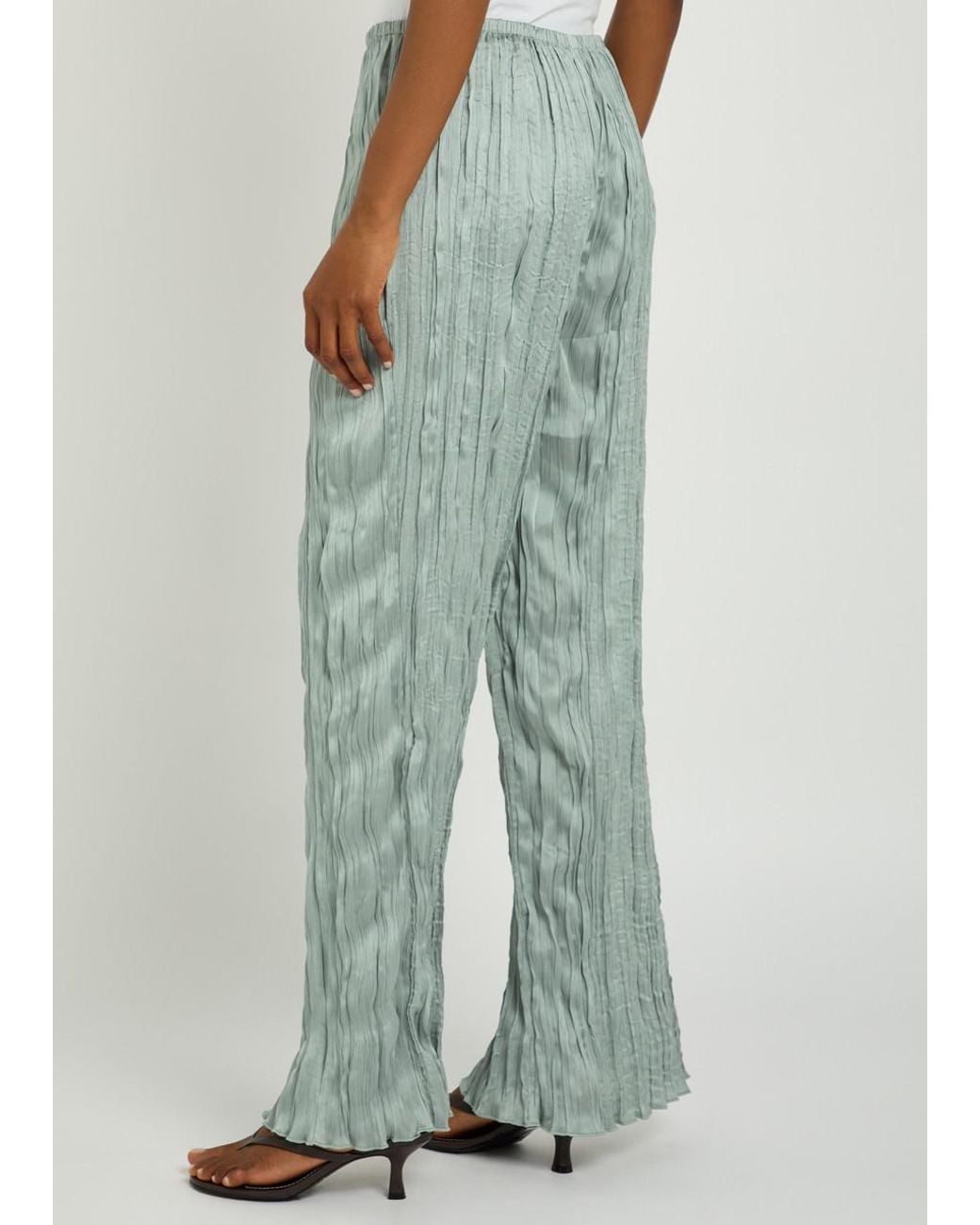 Staud Blue Nami Plissé Trousers