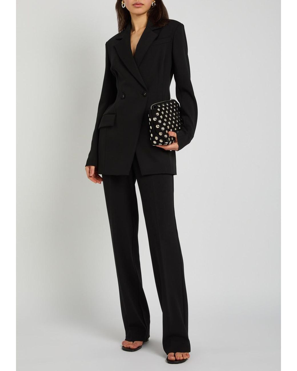 Another Tomorrow Black Straight-Leg Jersey Trousers