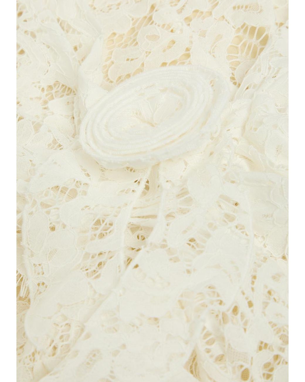 De La Vali White Bodita Appliquéd Guipure Lace Maxi Dress