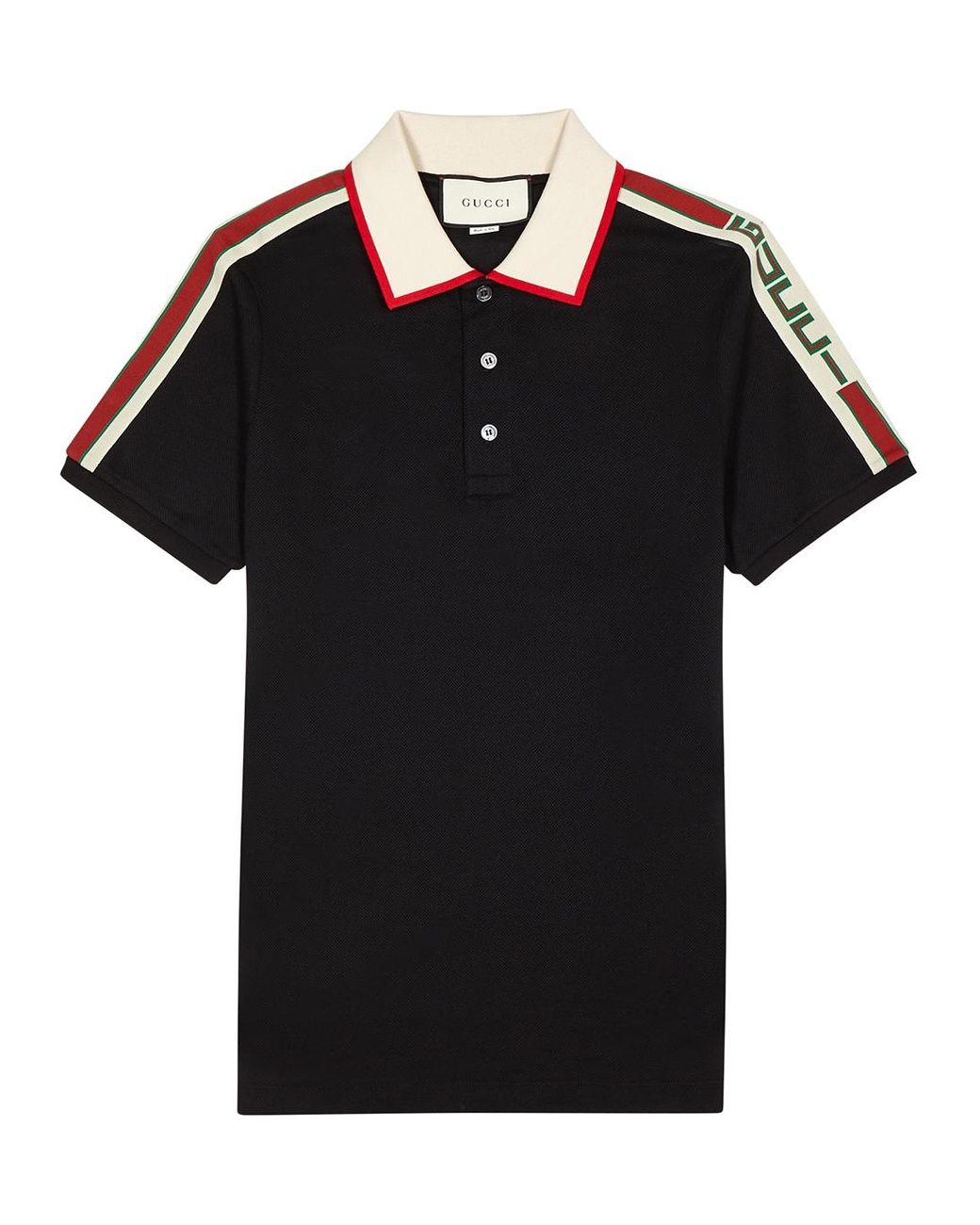 Gucci Taped Logo Polo Shirt in Black for Men | Lyst