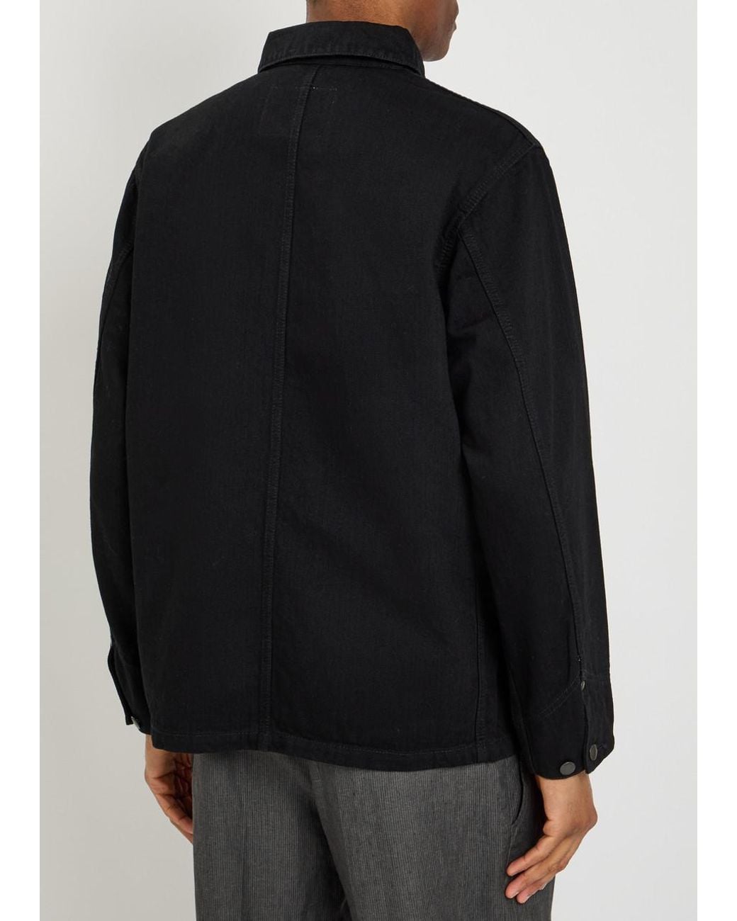 vowels Black Patch Pocket Denim Jacket for men