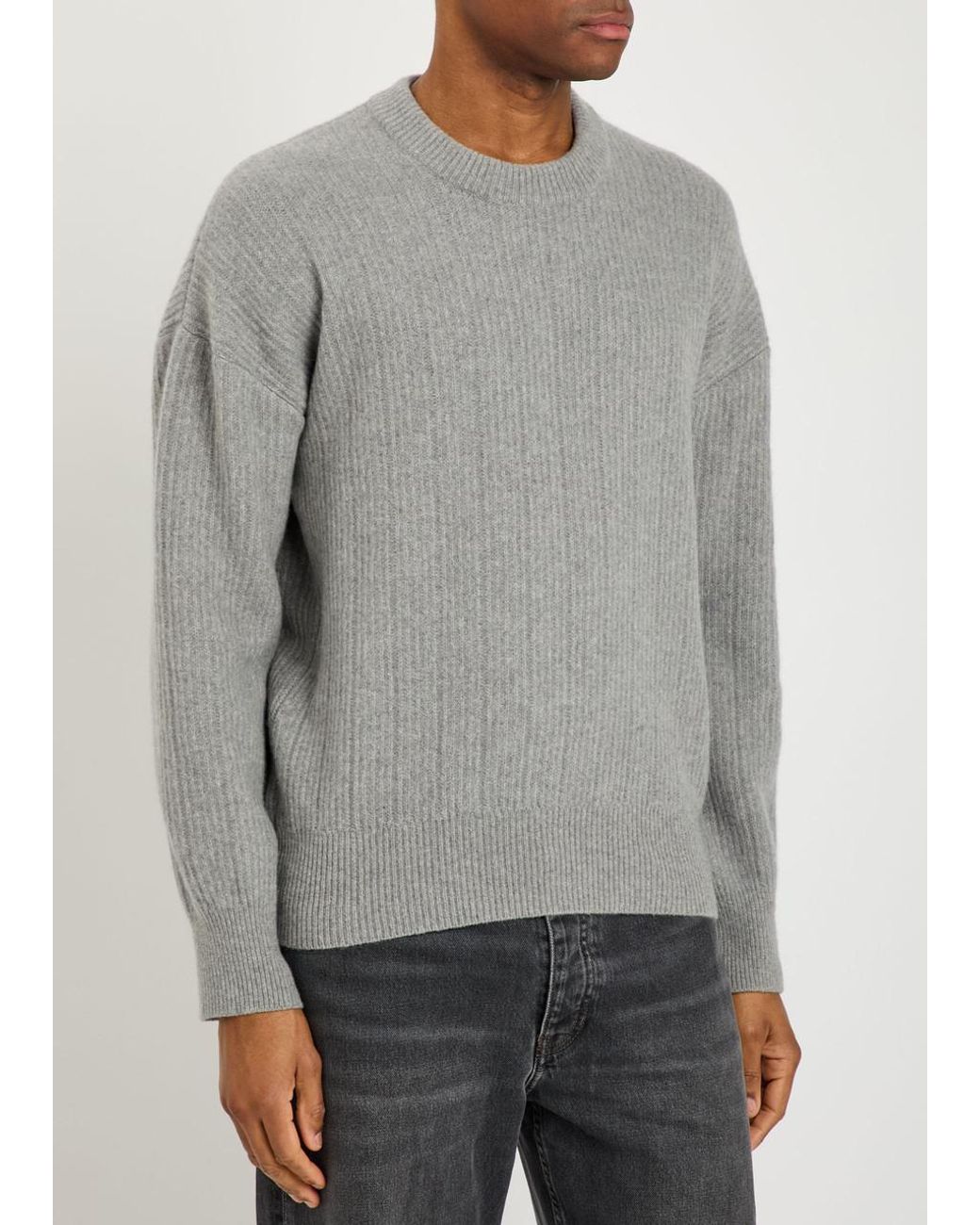 oliver-spencer-overton-merino-wool-jumper-in-gray-for-men-lyst