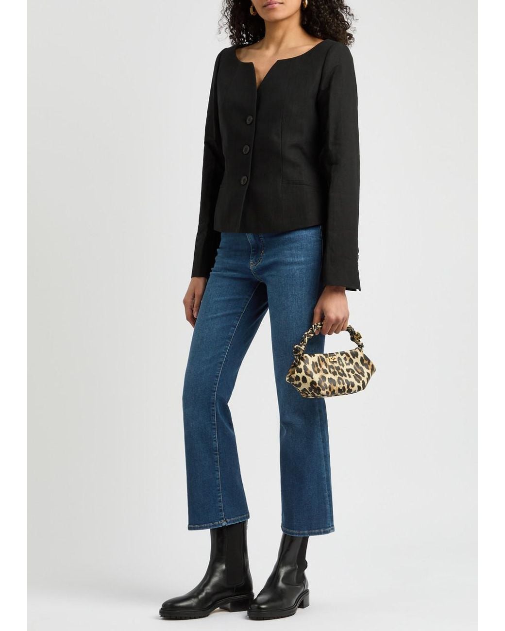 FRAME Blue The Reboot Crop Boot-Leg Jeans