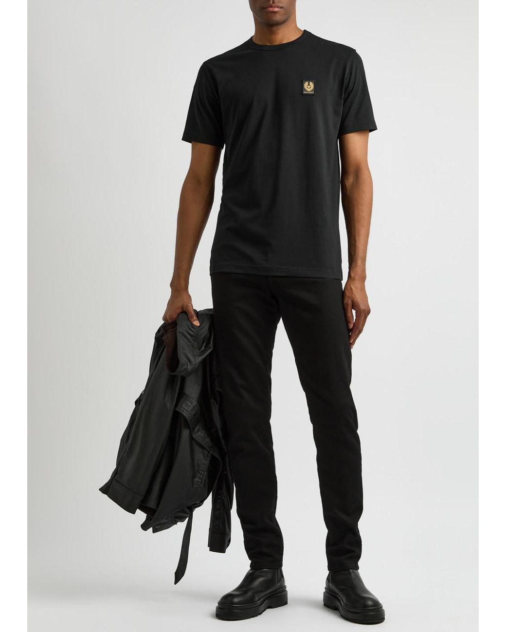 Belstaff Black Logo Cotton T-Shirt for men